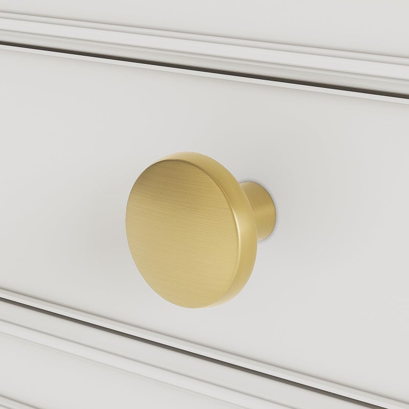 homdiy 30 Pack Gold Cabinet Knobs Round Brushed Brass Kitchen Handles Zinc Alloy Metal Hardware for Dresser Drawer Desk Cupboard - Image 3